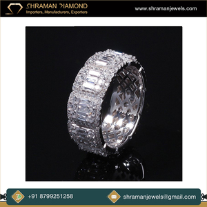 VVS1 DEF Gold Plated 925 Silver <b>Iced</b> Out Baguette Moissanite Diamond Wedding <b>Ring</b> Band Luxury Bridal Jewelry for Men Women - Product Image 3