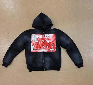 OEM/ODM Custom <b>Men's</b> Unisex Acid Wash Winter 100% Cotton 500gsm Fleece Oversized Plus Size <b>Pullover</b> Hoodie Streetwear Print Logo - Product Image 2