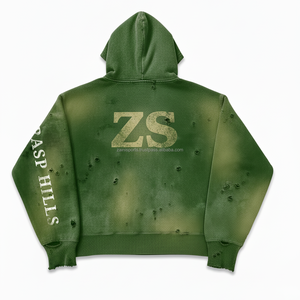 Sudadera con capucha de cremallera de lana Heavy 380 GSM, ropa de invierno verde, mezcla de algodón suave, lavado desgastado, sudaderas básicas con logotipo estampado personalizado - Product Image 6