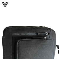 Sac pour ordinateur portable robuste multi-compartiments, noir, marron, beige, en toile, cuir de vachette Nappa, coton, fermeture à double rabat, haute qualité