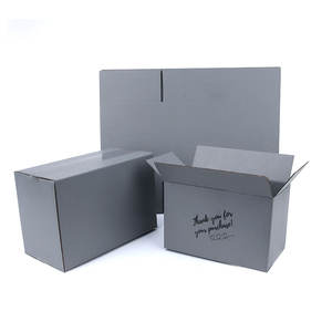 Boîte-cadeau grise Carton de stockage de transport d'emballage de papier ondulé à trois couches taille personnalisée et logo imprimé - Product Image 2