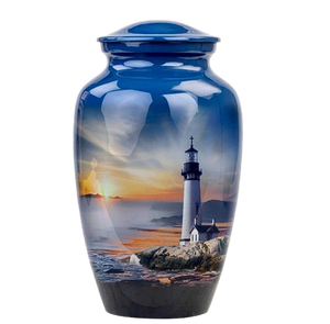 Urna Funeraria de Metal (Latón/Aluminio) con Diseño de Faro, para Cenizas Humanas de Adultos - Product Image 4