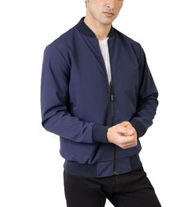 Blouson Bomber d'été de haute qualité à fermeture éclair, imprimé bleu marine uni, avec poignets et col côtelés pour un confort optimal - Product Image 2
