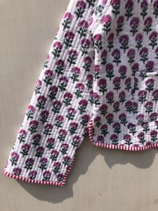 Veste bohème style floral imprimé au tampon, réversible, pour l'automne, l'hiver et l'été, style streetwear, faite main - Product Image 6