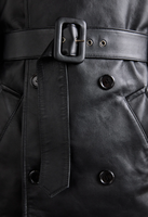 Manteau trench en cuir véritable noir pour homme, grande taille, ceinturé, long, imperméable, respirant, écologique, style vintage, réversible