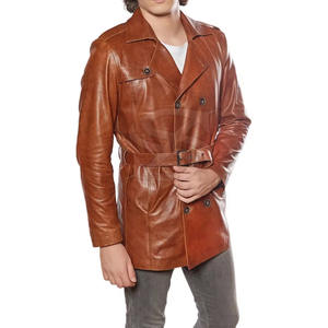 Classic Fit Men Leather <b>Coat</b> Featuring Soft Durable Texture For Warm Winter Use And Modern Style Available - Product Image 5