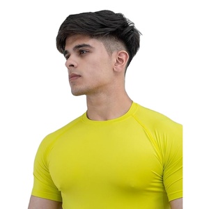 <b>Men</b> Performance Compression T Shirt Polyester Spandex Slim Fit <b>Stretch</b> Gym Workout Quick Dry Breathable Knitted Sports Wear OEM - Product Image 6