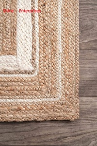 Tapis de sol en jute moderne personnalisé, fait main, écologique, en fibre naturelle, tapis d'entrée, motif abstrait tressé, antidérapant, bas - Product Image 3