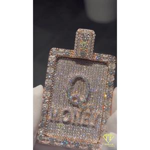 Moissanite Diamonds Men Layered <b>Name</b> Pendant without Chain Custom <b>Name</b> Alphabet <b>Letter</b> Real Solid 925 Sterling Silver - Product Image 3