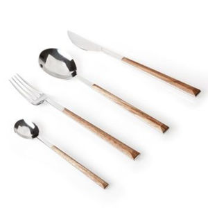 Juego de cubiertos de restaurante de acero inoxidable con mango de madera Juego de cubiertos Diseño único Cubiertos pulidos con espejo Utensilio de cocina - Product Image 1