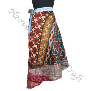 Vintage Magic Silk Reversible 38 pulgadas Falda larga 2 capas Halter Tube Dress Plus Size Summer Wrap Saris Long Reversible Wrap - Product Image 1