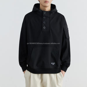 Suéter con capucha negro Abrigo Etiqueta privada Hombres Sudadera con capucha de 14 botones Jersey Sudadera con capucha de manga larga - Product Image 6