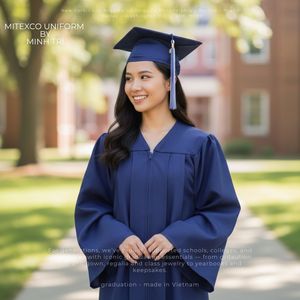 ยกระดับการสำเร็จการศึกษาของคุณ! ชุดหมวกแก๊ปสีกรมท่าและชุดพู่ห้อยสำหรับผู้สำเร็จราชการแผ่นดินราชกกุธภัณฑ์ทางการศึกษาของมหาวิทยาลัยที่กำหนดเองในเวียดนาม - Product Image 1