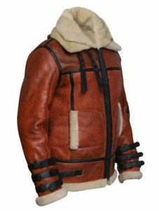 Vente en gros de vestes d'hiver pour hommes, manteau en cuir de haute qualité avec doublure en fourrure de mouton, bretelles, type de fourrure grande taille - Product Image 4