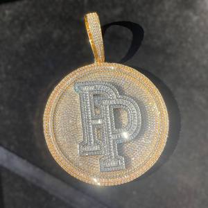 VVS Moissanite Round & Baguette Cut Diamond Hombres Hip-Hop Fine Ice Out Colgantes Hombres 925 Sterling Silver - Product Image 4