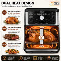 Friteuse à air numérique en acier inoxydable avec 2 éléments chauffants, appareil de cuisson domestique facile à utiliser