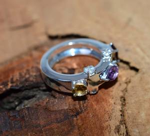 <b>Amethyst</b> Citrine Garnet 925 Sterling Silver Ring Handmade Gemstone Jewelry US 8.5 <b>UK</b> Q Elegant Gift - Product Image 4