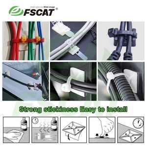 حامل كابلات نايلون من FSCAT ذاتي اللصق لإدارة الأسلاك مع قاعدة تثبيت وورقة لاصقة 3M - Product Image 5