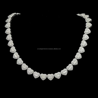 S925 Sterling Silver Moissanite Collier Hip Hop Bijoux 12mm Coeur Forme Cz Moissanite Tennis Collier Chaîne