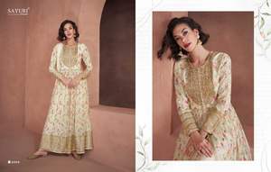 Tenue de soirée en georgette imprimée pêche pastel Salwar Kameez - Product Image 3