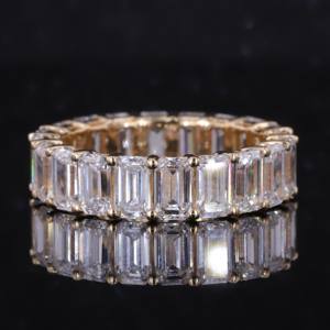 IGI Lab Certified 18K Solid Rose Gold Hip Hop Style Iced Emerald Cut Diamond Engagement Wedding & Party <b>Ring</b> <b>for</b> <b>Men</b> Women - Product Image 3