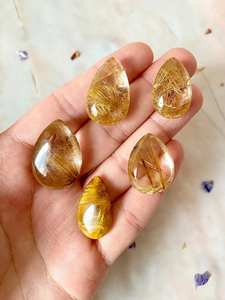 Cabochons de Quartz rutilé naturel 100% de qualité supérieure en forme de goutte de larme en vrac Cabochon pierres précieuses pour la fabrication de bijoux à taux de vrac - Product Image 6