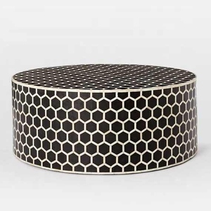 Table basse en os incrusté faite à la main de luxe avec un art floral détaillé Table centrale haut de gamme pour la décoration du salon - Product Image 3