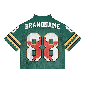 เสื้อยืดคอวีแห้งเร็วสำหรับฝึกซ้อมฟุตบอลสไตล์ทีมตัวแทนกีฬากีฬารักบี้ครอปตาข่ายสไตล์ย้อนยุค - Product Image 6