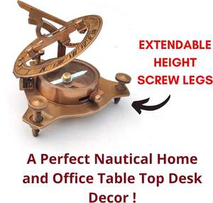 Llavero con Brújula y Reloj Solar Clásico de Cobre |   Estuche de Cuero Ecológico y Ligero con Diseño Rectangular para Aventuras al Aire Libre - Product Image 4