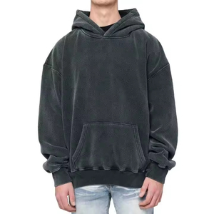 Sweat-shirts à capuche pour hommes, style uni, hiver, imprimé délavé à l'acide, haute qualité, personnalisable, OEM, polaire, 100% coton, surdimensionné, respirant - Product Image 5
