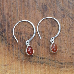 925 Sterling Silver <b>Drop</b> <b>Earrings</b> for Women Fashion Pair with Hook Featuring <b>Red</b> Onyx Gemstone - Product Image 1