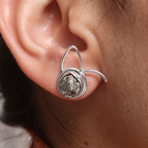 925สเตอริงเงินทำด้วยมือพลอยสปินเนอร์ pyrite drugi ต่างหูลดลงเครื่องประดับผู้หญิงคุณภาพดีที่สุด - Product Image 2