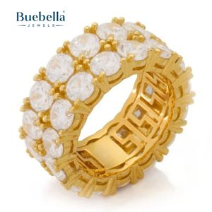 Gran oferta, anillo Original de Plata de Ley 925 de doble fila de corte brillante para hombres, joyería delicada para regalo de fiesta de boda - Product Image 2