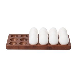 Porta Huevos de Madera, Capacidad para 18 Huevos, Organizador de Cocina, Bandejas Apilables para Almacenamiento de Huevos Marrones para 24 Huevos Frescos - Product Image 5