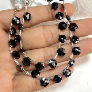 Cuentas de forma de hexágono facetado de ónix negro, cuentas de lujo de piedras preciosas naturales de 7MM para suministros de joyería - Product Image 2