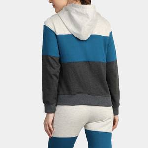 Conjunto de chándal con cremallera de bloque de Color de algodón 100% para mujer personalizado en blanco, ropa de calle de invierno transpirable, chándal con logotipo frontal - Product Image 6