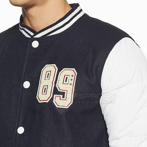 บริการ OEM ผู้ผลิตเสื้อแจ็คเก็ตเบสบอลปักลายคุณภาพสูงสำหรับฤดูหนาว พร้อมโลโก้ด้านหน้าและแขนหนังสำหรับผู้ชาย - Product Image 4