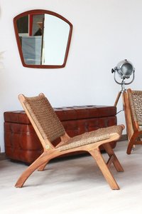 เก้าอี้เลานจ์ Hanamichi ทำจากไม้สักแข็งและเชือกทอที่มีผิวธรรมชาติสำหรับกลางแจ้ง - Product Image 3