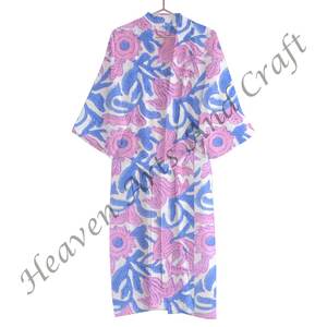 Kimono en coton imprimé floral Kimono pour femmes, robe de nuit, robe de demoiselle d'honneur cadeau de mariée, peignoir, Kimono - Product Image 3