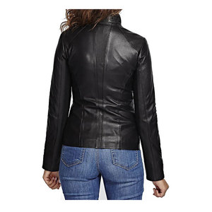 เสื้อแจ็คเก็ตหนังแกะคุณภาพสูงสำหรับผู้หญิง ระบายอากาศได้ดี เป็นมิตรกับสิ่งแวดล้อม น้ำหนักเบา สวมใส่สบาย มีซิปปิด - Product Image 4