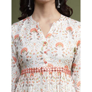 เดรสผ้าฝ้ายแท้ทรงเอไลน์สำหรับผู้หญิง ไซส์ XS ลายดอกไม้ ตกแต่งด้วยงานกระจก ดีไซน์หรูหราทันสมัย ระบายอากาศได้ดี ทรงเข้ารูปช่วงเอว - Product Image 6