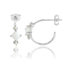 Diseño creativo mezcla de piedra 925 plata esterlina Topacio Azul piedra preciosa medio aro pendiente para mujer joyería - Product Image 6