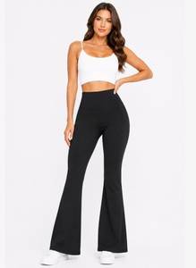 JELEEEY Conjunto de yoga de 2 piezas con tirantes cruzados, top corto con cuello redondo, leggings de cintura alta y largo completo, rayón/spandex, sin costuras, transpirable - Product Image 4