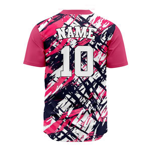 Maillot de baseball personnalisé avec logo d'équipe, nom et numéro, 100% polyester, imprimé par transfert thermique, col en V, séchage rapide, unisexe, adulte - Product Image 2