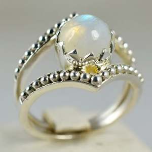 Rainbow Moonstone 925 Sterling Silver Handmade <b>Statement</b> <b>Ring</b> Men's Boho June Birthstone Jewelry Perfect Gift for Her Birthday - Product Image 2