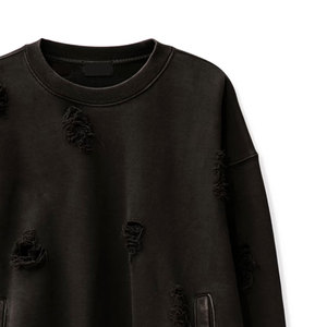 Quantité minimale de commande bas Vente chaude Personnalisé Hommes Sweat De Détresse En Couleur Unie Personnalisé Marque Privée Sweat De Détresse - Product Image 6