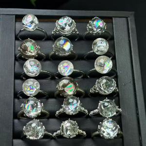 Bague en quartz clair arc-en-ciel naturel, argent sterling 925, pierre précieuse irisée, bijoux fins réglables pour mariage, fiançailles, femmes - Product Image 2