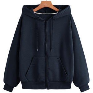 Sudadera con Capucha Unisex, Cierre de Cremallera, Color Sólido, Informal, de Invierno, Forro Polar, Manga Larga, Cómoda, para Uso Diario, Estilo Urbano - Product Image 1