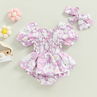 Combinaison d'été de pâques pour filles, robe de bébé lapin