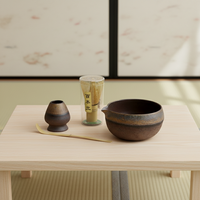 Ensemble de matcha en céramique de qualité supérieure 3460884Set, nouveau design style Japandi, résistant à la chaleur, avec fouet et cuillère pour un usage quotidien